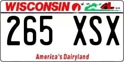 WI license plate 265XSX