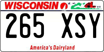 WI license plate 265XSY