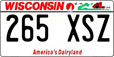 WI license plate 265XSZ