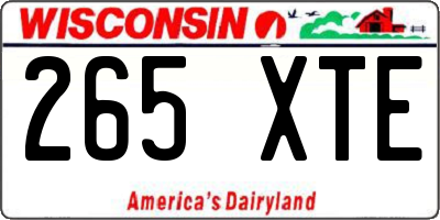 WI license plate 265XTE