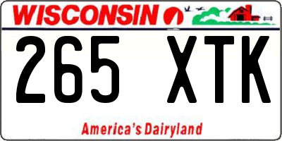 WI license plate 265XTK