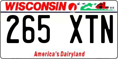 WI license plate 265XTN