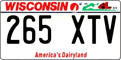 WI license plate 265XTV
