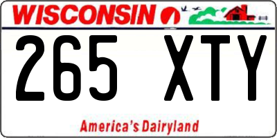 WI license plate 265XTY