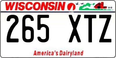 WI license plate 265XTZ
