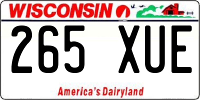 WI license plate 265XUE