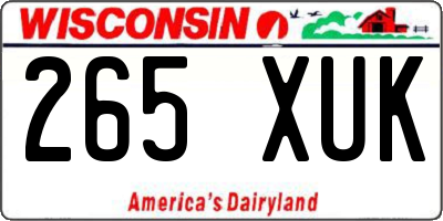 WI license plate 265XUK