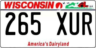 WI license plate 265XUR