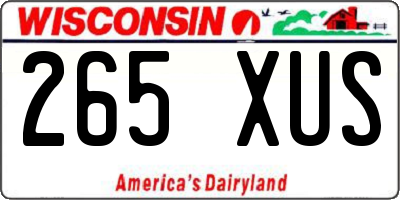 WI license plate 265XUS