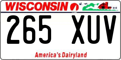 WI license plate 265XUV