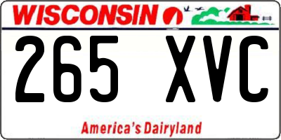 WI license plate 265XVC