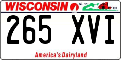 WI license plate 265XVI