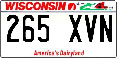 WI license plate 265XVN