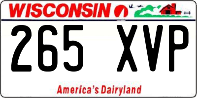 WI license plate 265XVP