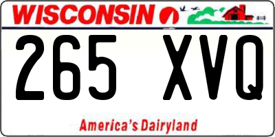WI license plate 265XVQ