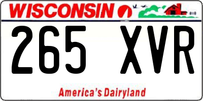 WI license plate 265XVR