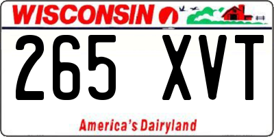 WI license plate 265XVT