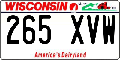 WI license plate 265XVW