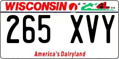 WI license plate 265XVY