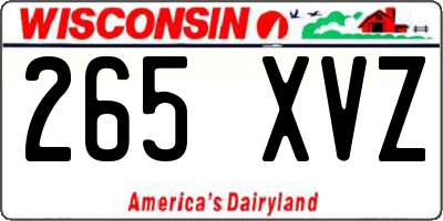 WI license plate 265XVZ