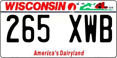 WI license plate 265XWB