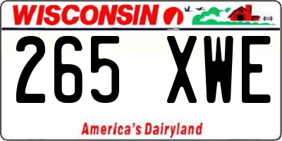 WI license plate 265XWE