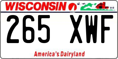 WI license plate 265XWF