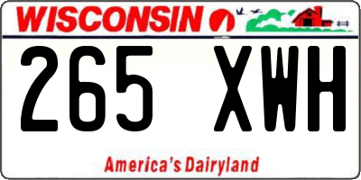 WI license plate 265XWH