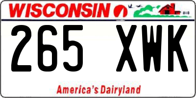 WI license plate 265XWK