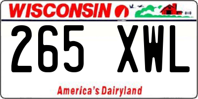 WI license plate 265XWL