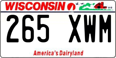 WI license plate 265XWM