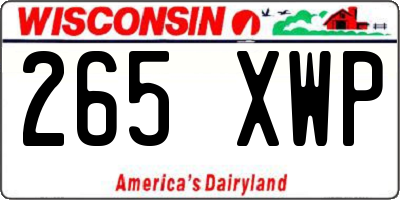 WI license plate 265XWP