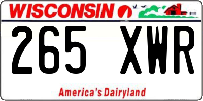 WI license plate 265XWR