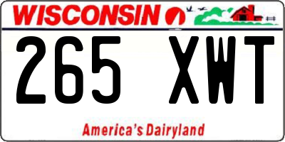 WI license plate 265XWT
