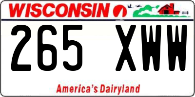 WI license plate 265XWW