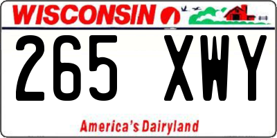 WI license plate 265XWY