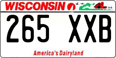WI license plate 265XXB