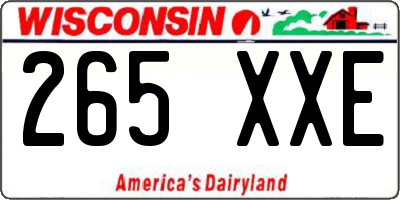 WI license plate 265XXE