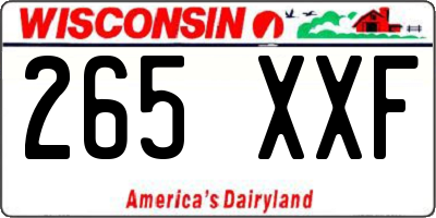 WI license plate 265XXF