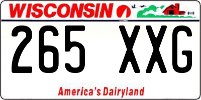 WI license plate 265XXG