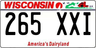WI license plate 265XXI
