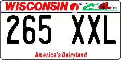 WI license plate 265XXL