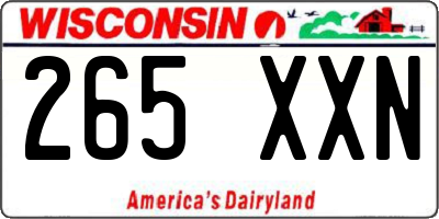 WI license plate 265XXN