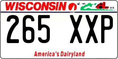 WI license plate 265XXP