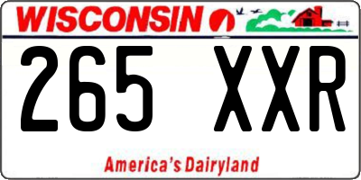 WI license plate 265XXR