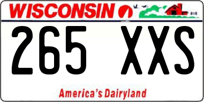 WI license plate 265XXS