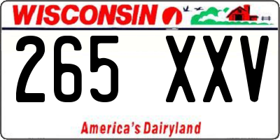 WI license plate 265XXV