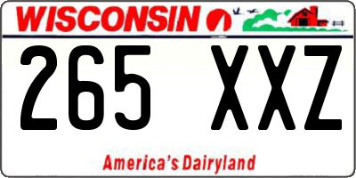 WI license plate 265XXZ