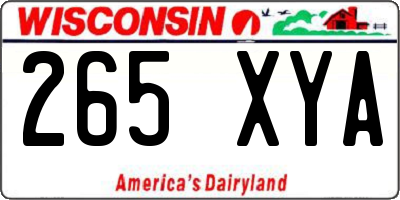 WI license plate 265XYA