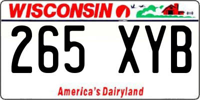 WI license plate 265XYB